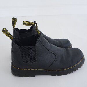 Dr Martens Black Leather Chelsea Boots Yellow Stitch Pull Tab Slip On Mens 12